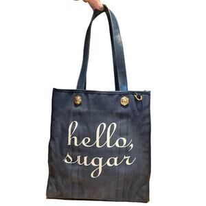 Draper James Hello, Sugar Tote Bag Carryall Blue White Gold Preppy Summer Beach